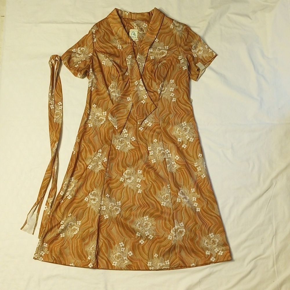 Vintage 1960's Orange and Pink Floral Dress